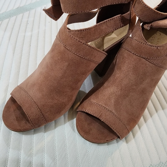 Lauren Conrad mauve pink suede open toe boots Size 8.5 - Picture 13 of 16